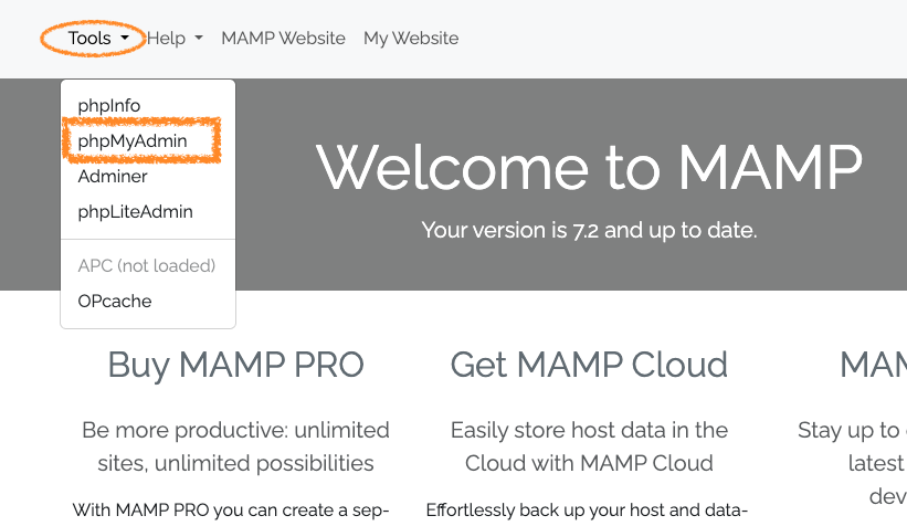 phpMyAdminにアクセス
